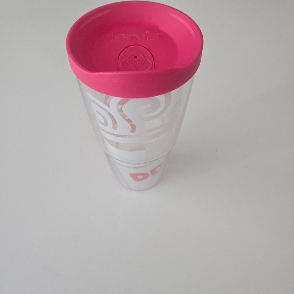 Dunkin Donuts Tervis Tumbler 24oz Insulated Travel Cup with Pink Lid 911761